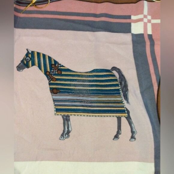 Vintage Silk Scarf Rolled Hem Equestrian Horse Bridle Foulard - Picture 8 of 16